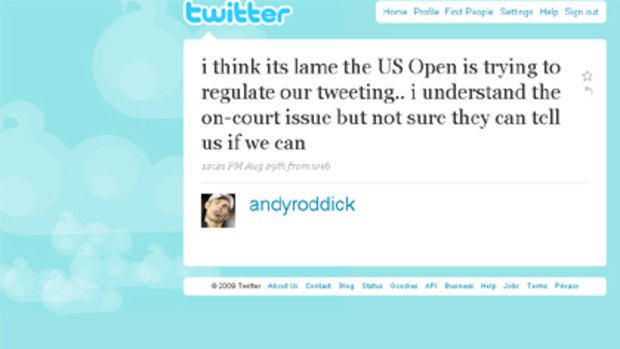Andy Roddick sounds off on Twitter.