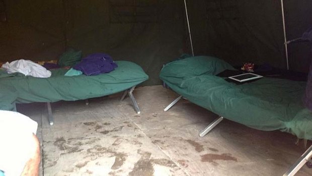 Sleeping arrangements at the camp.