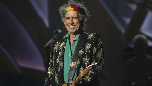 The Rolling Stones' Keith Richards in concert at Rod Laver Arena in Melbourne, 2014.