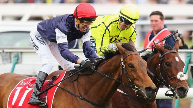 Whipping them: Kerrin McEvoy (left) and Joao Moreira both broke the whip rule during the Melbourne Cup.