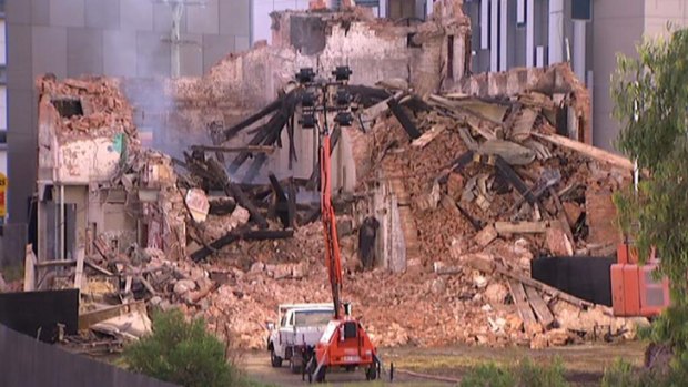 Part of the Albion flour mill is demolished.