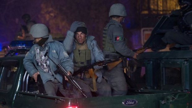 Emergency: Afghan police arrive at the scene in Kabul.