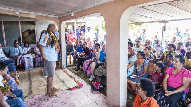Meet and greet: Bainimarama courts both Indian and ethnic Fijians as he prepares for the September 17 national election.
