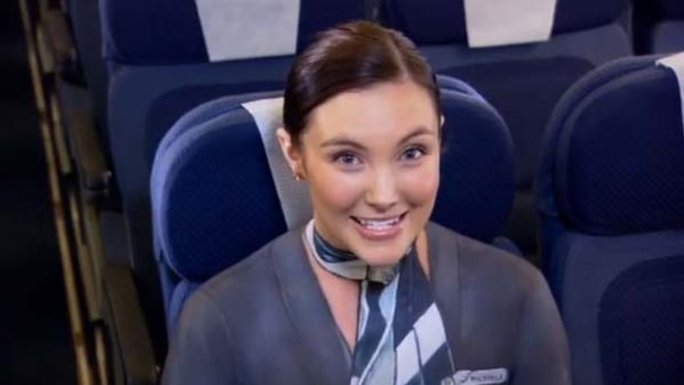 A still from Air New Zealand's inflight safety video ... featuring flight attendants in body paint.