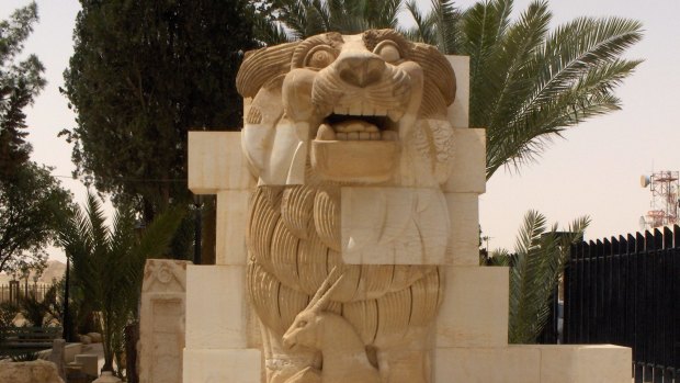 The lion of Al-lat (first century AD) destroyed by Islamic State in July 2015.