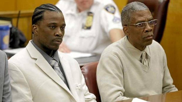 Vincent George jr and Vincent George sr in court in New York. The father and son, who acknowledged they were pimps, have been acquitted of sex-trafficking charges after several prostitutes testified they were treated well.