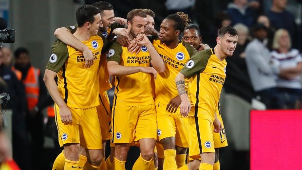 Big win: Mathew Ryan's Brighton stormed to their first ever EPL away win, with a 3-0 triumph over West Ham.