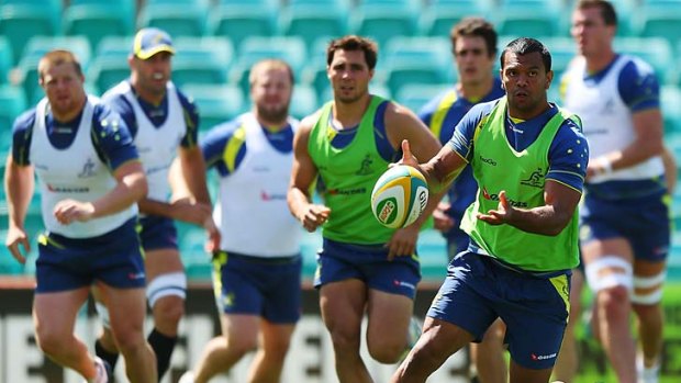 Coming of age: Kurtley Beale trains with Nick Phipps (left).