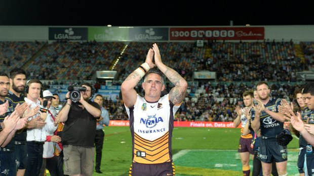 Fond farewell: Corey Parker thanks the fans after his final game.