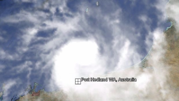 Google Earth image of the cyclone activity approaching the WA coast.