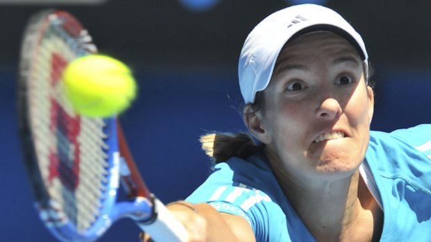 The sapping effort that won Justine Henin her quarter-final against Nadia Petrova on Rod Laver Arena.