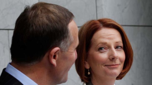 Kiwi cousin ... John Key and Julia Gillard at their joint press conference yesterday at Parliament House.