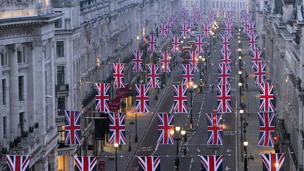 Union flags in Regent Street.