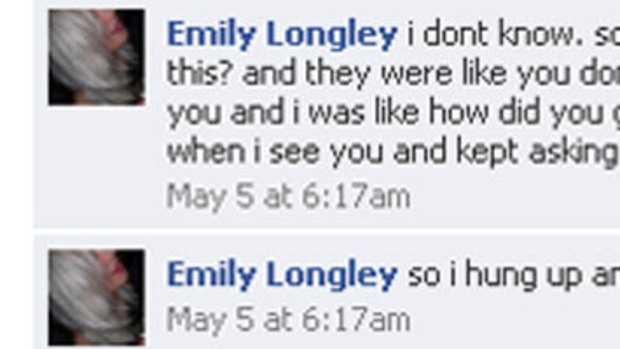 'They won't stop calling' ... Emily's comments on her Facebook page.