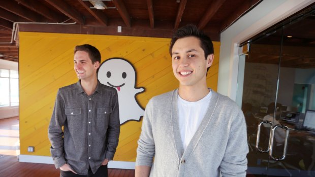Snapchat founders Evan Spiegel, left, and Bobby Murphy.