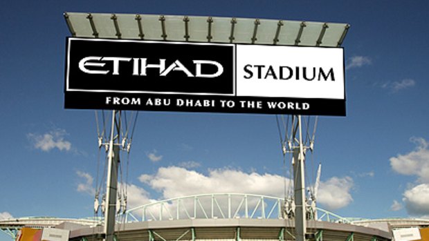 An artist's impression of the Etihad Stadium signage.