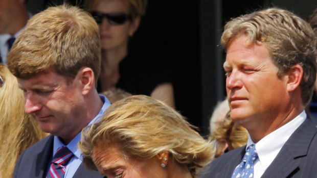 Kennedy  children, Patrick, Kara Kennedy Allen and Edward  jnr, grieve as their father?s  body leaves Cape Cod.