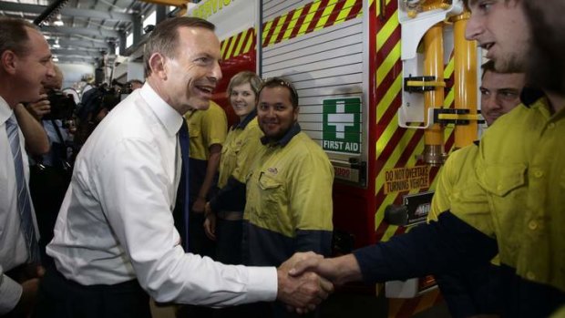 Attempt to cut long term unemployment: Tony Abbott visits a manufacturing business in Narangba to propose the Coalition's new employment strategy.