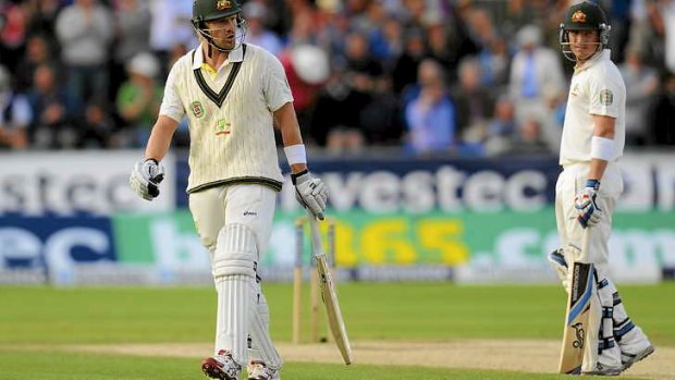 Down and out: Watson describes his dismissal, and subsequent failed referral, at Durham as his most embarrassing moment in cricket.