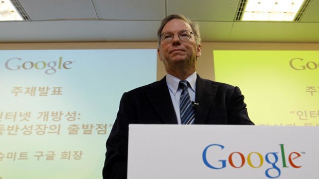 Google chairman Eric Schmidt speaks to the media during a press conference at Google's Korea office in Seoul, South Korea.