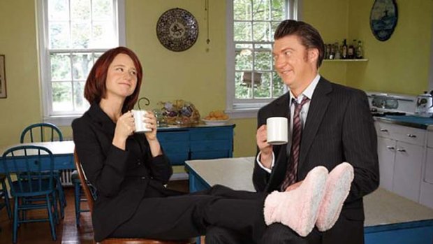 Julia Gillard and Tim Mathieson impersonators Amanda Bishop and Phil Lloyd.