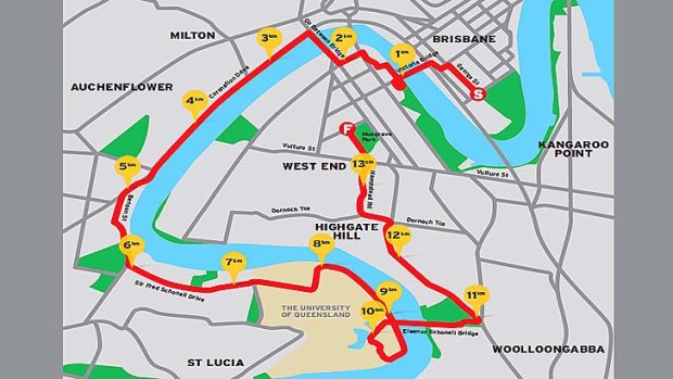 The race map for the brisbanetimes.com.au City2South.