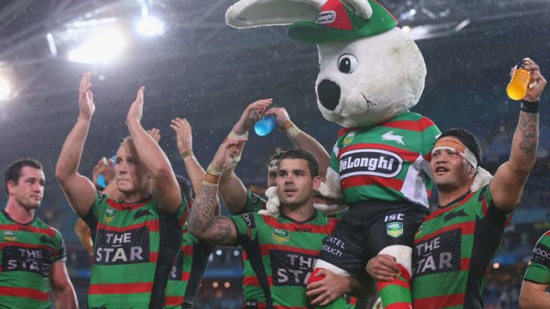 Flying high: Reggie and the Rabbitohs.