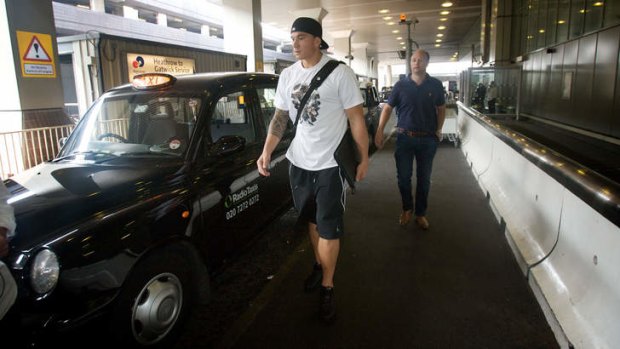 Exit wounds: Sonny Bill hails a London cab at Heathrow Airport in 2008 after fleeing the Bulldogs to sign for Toulon.