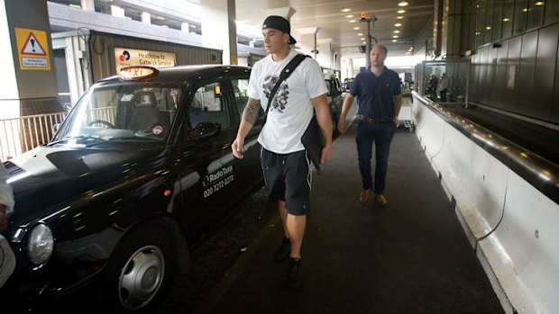 Exit wounds: Sonny Bill hails a London cab at Heathrow Airport in 2008 after fleeing the Bulldogs to sign for Toulon.