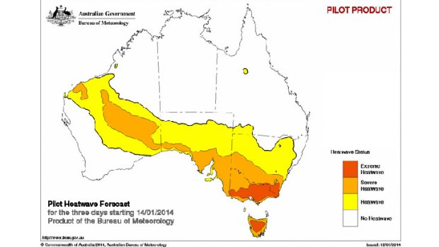 The bureau's new heatwave service points to some extreme conditions from Tuesday onwards.