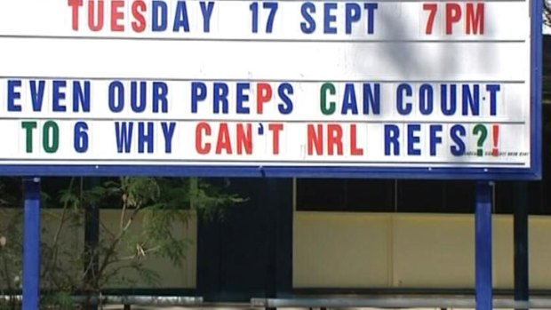 Townsville school sign supporting NQ Cowboys