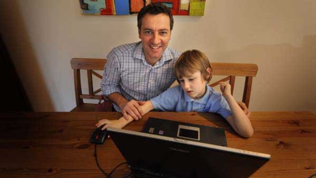 David Austin and son Joel, who has autism.