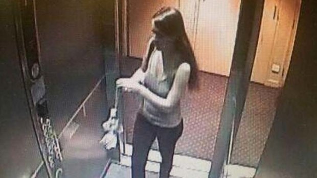 CCTV footage of Sophie Collombet captured last Thursday morning.