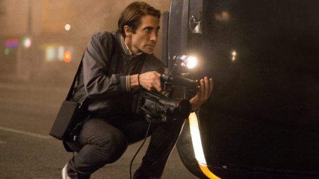 On the spot: Jake Gyllenhaal as Lou Bloom in the film <i>Nightcrawler</i>.
