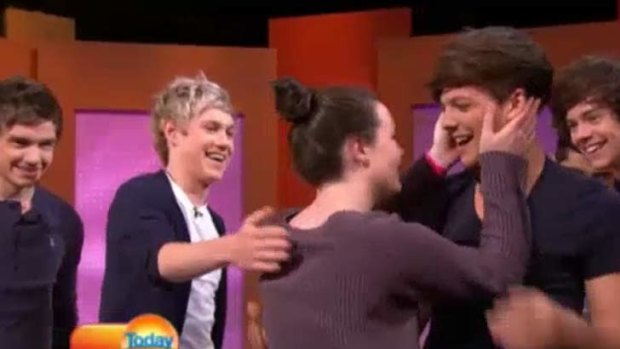 One lucky fan gets a hug on the Today show