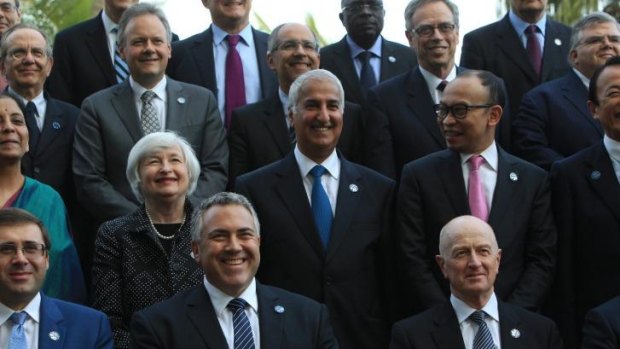 Buoyant: G20 finance finance ministers and central bank governors looked in jovial spirit in Cairns.