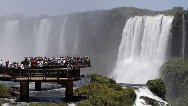 Iguazu Falls from an observation platform at the Iguazu National Park near the southern Brazilian city of Foz do Iguacu.