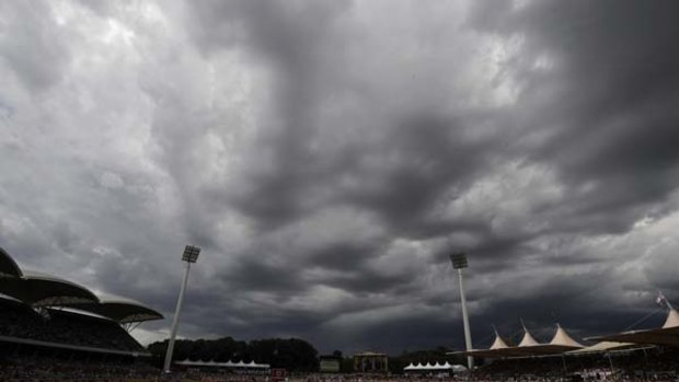 Clouded future ... rain could threaten the Sydney Test, as it did this month in Adelaide, above.