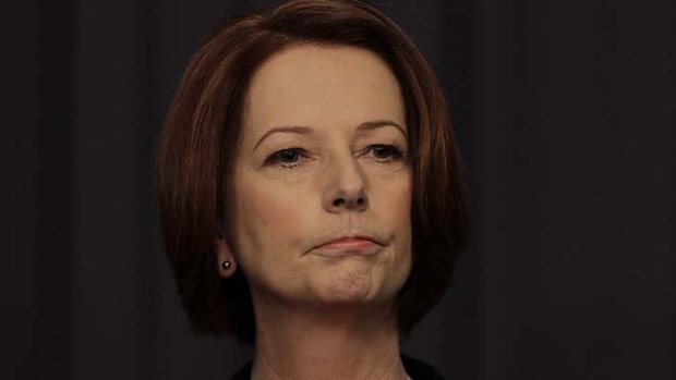 Steely and angry ... Prime Minister Julia Gillard.
