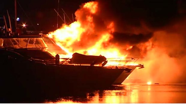 Fire tears through luxury vessels moored at Palazzo Versace on the Gold Coast.