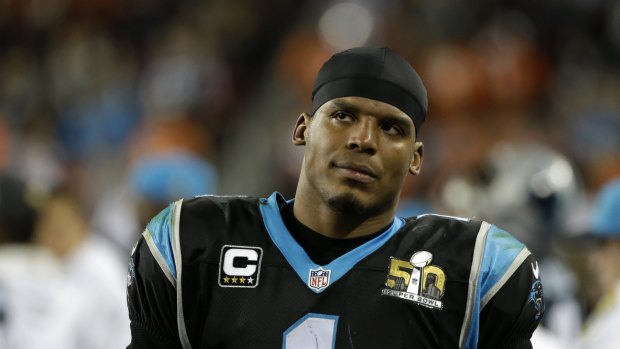 Disappointing end: Cam Newton and the Panthers came up short in the Super Bowl.