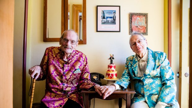 Peter Bonsall-Boone and Peter de Waal, who marched in first Mardi Gras. Bonsall-Boone is very ill and will likely die in coming weeks. It was his last wish to marry the man he has loved all his life and it is now clear that wish won't come true.