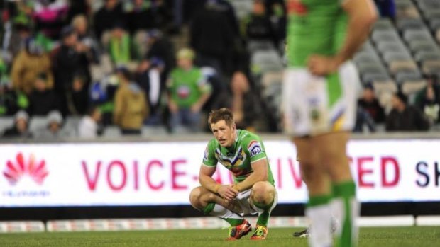 A dejected Josh McCrone after the 28-4 loss to Brisbane.