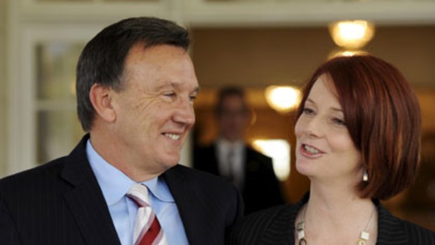 Happy couple ... Julia Gillard with her partner Tim Mathieson.