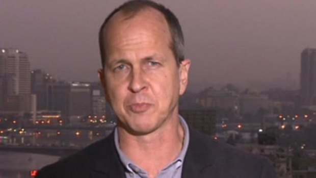 A screen grab of a BBC report by Australian journalist Peter Greste, who now works for Al-Jazeera.