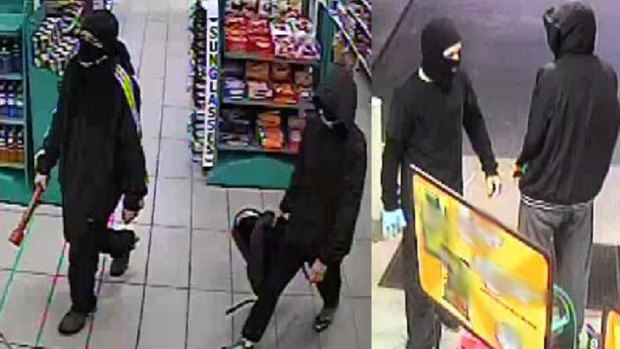 Images of four men who held-up a Caltex service station in Ipswich. Photo: Supplied.