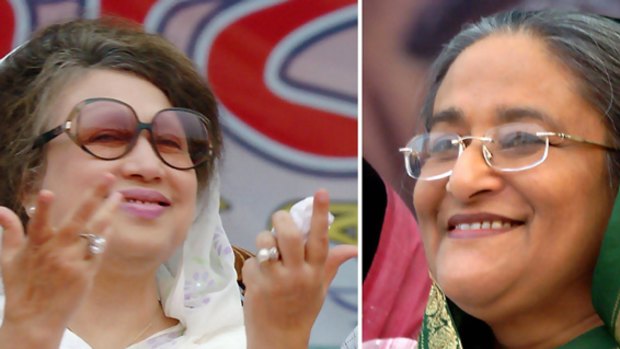 Fierce rivals: Former Bangladeshi prime ministers Khaleda Zia (left) and Sheikh Hasina Wajed.