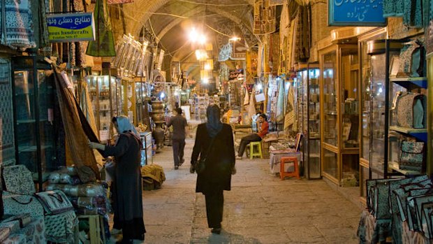 Night in the bazaar in Esfahan, Iran.