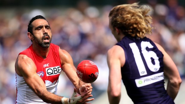 More boos: Adam Goodes was again subjected to nasty elements in the crowd in Perth. 