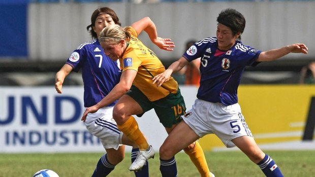 Japan's Yukari Kinga, right, has signed with Canberra United.